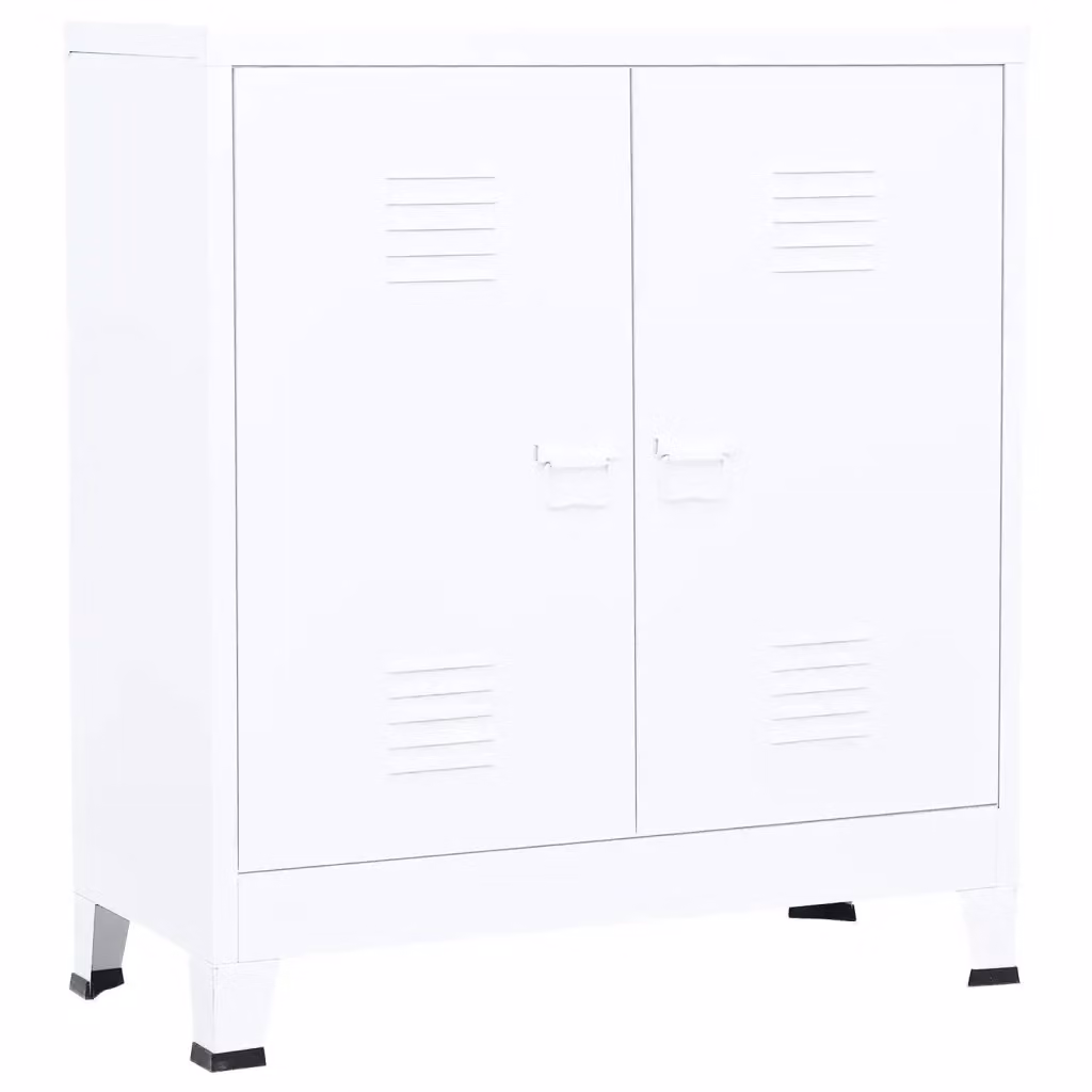 vidaXL Armadio Classificatore Industriale Bianco con Ante a Battente e Ripiani Regolabili L: 90 cm, P: 40 cm, H: 100 cm – 2