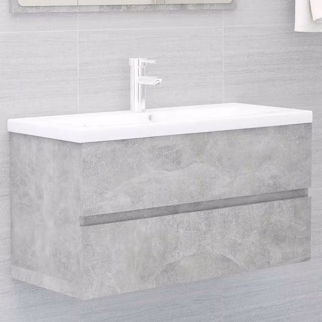 Mobile con Lavabo Integrat-Armadietto da Cucina-Lavandinoo Grigio Cemento in Legno Multistrato 928906
