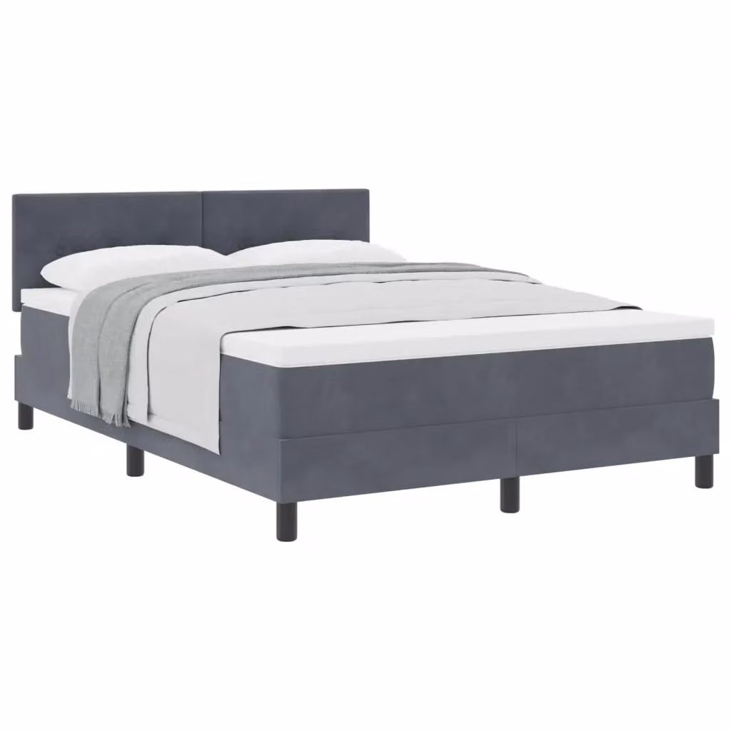 Letto matrimoniale moderno vidaXL in velluto grigio con testiera e struttura in legno L/P/H: 140 x 190 x 143 cm – 2