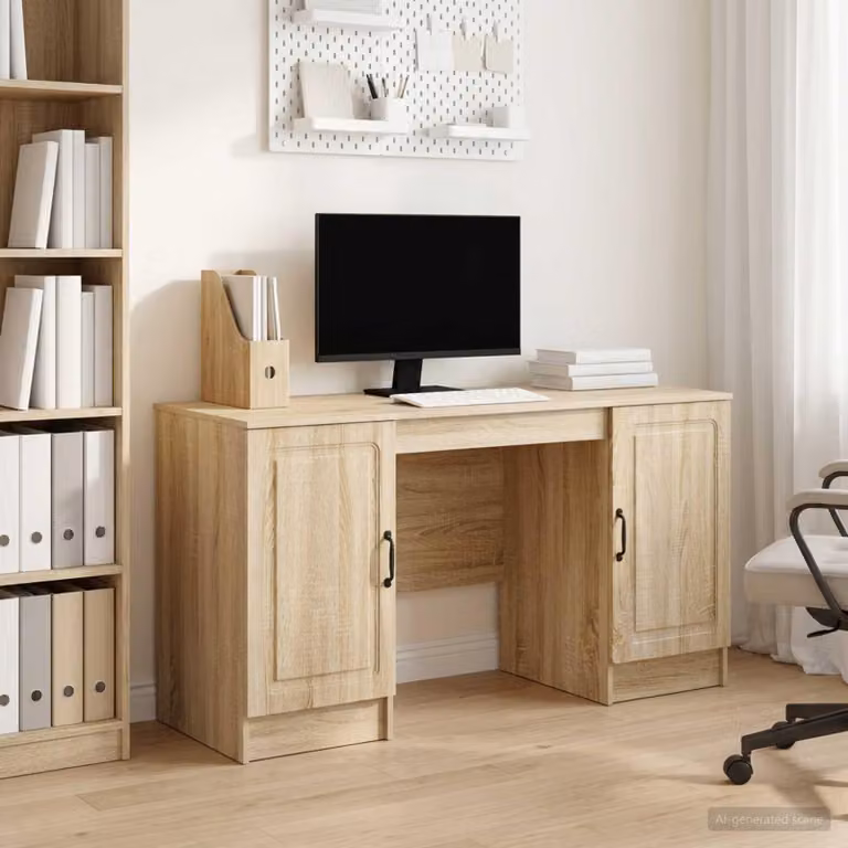 Maison Exclusive - Scrivania in rovere Sonoma 142,5 x 50 x 75 cm, materiale a base di legno