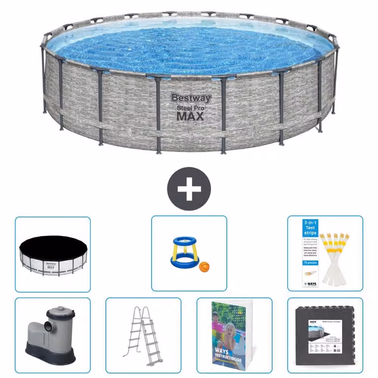 Bestway Steel Pro MAX, piscina in acciaio, forma rotonda - 549x122 cm - 6 pezzi, modello S525