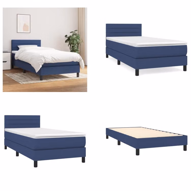 vidaXL Letto a molle con materasso blu 80x200 cm in tessuto - Letto a molle - Boxspringbetten - Bett - Schlafzimmermöbel