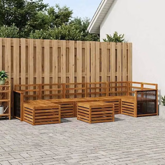 Set di divani da esterno 7 pz Naturale Legno di Acacia Massello 3384650