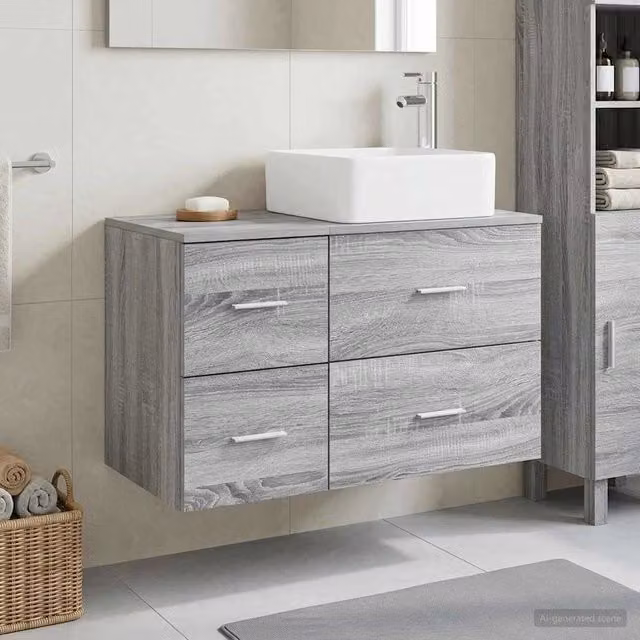Set di mobili per il bagno 2 pz Sonoma grigio 3403965