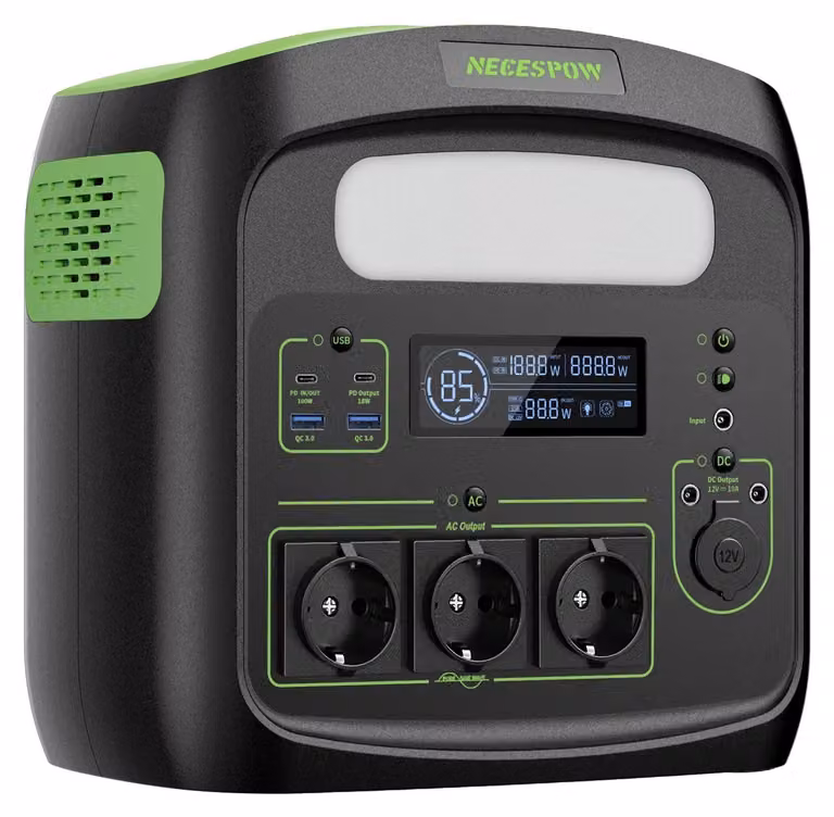 N7576 - Stazione di ricarica portatile - Potenza 700 W - Capacità 460,8 Wh - Batteria LiFePO4 - Generatore solare - Involucro in alluminio