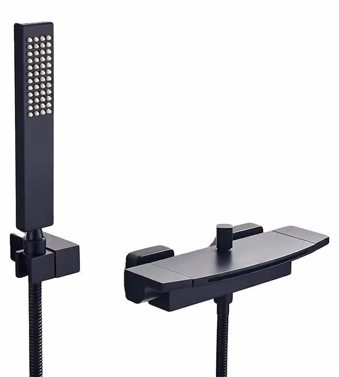 Set di miscelatore per vasca e doccia, design moderno, funzionalità versatile, colore nero