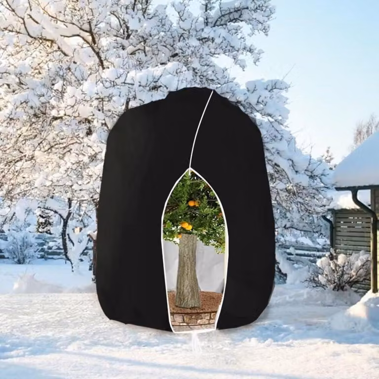 Copertura protettiva invernale per piante, con cerniera, 250 x 360 cm, colore nero