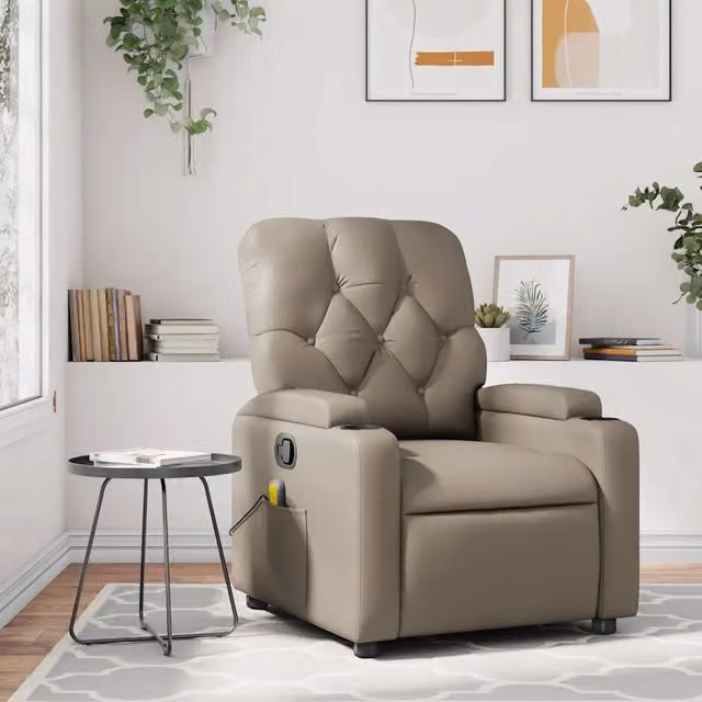 Poltrona Relax Reclinabile vidaXL in Similpelle Beige con Braccioli e Regolazione Manuale