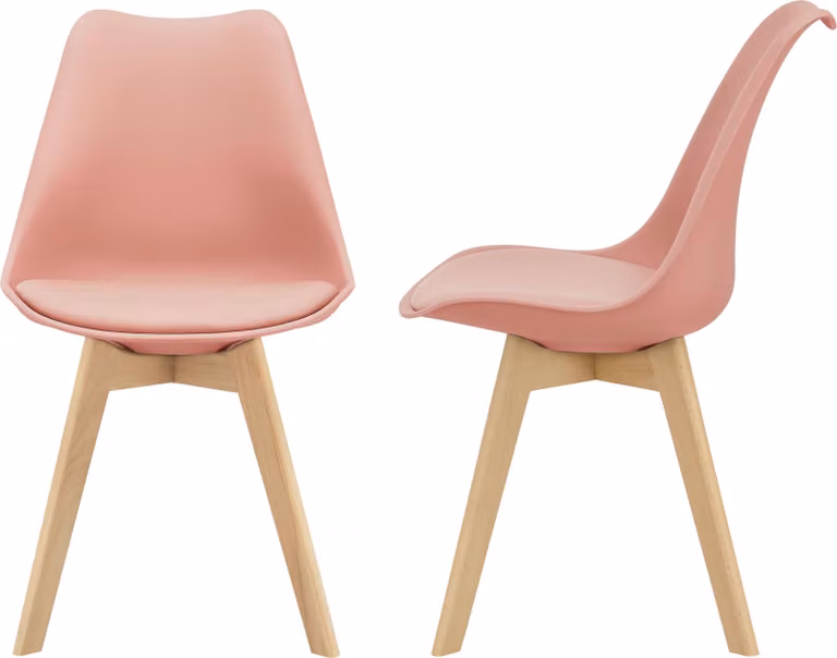 Sedia da pranzo 'Fläten' set di 2 sedie imbottite in ecopelle rosé
