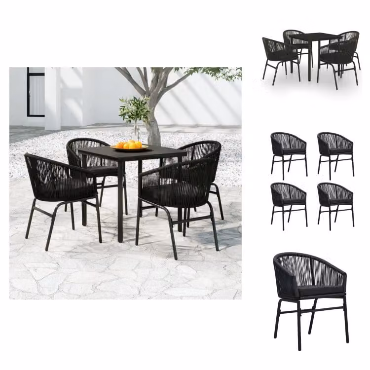 vidaXL Set da pranzo da giardino 5 pezzi nero - Set di mobili da giardino