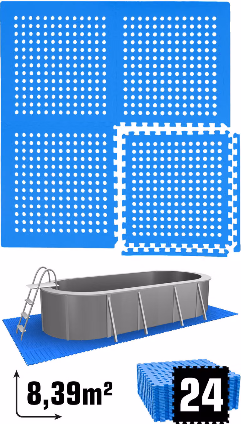 8,4 m² di sottofondo per piscina - 24 tappetini in EVA 62x62 - set di tappetini per sottofondo - sottofondo per piscina