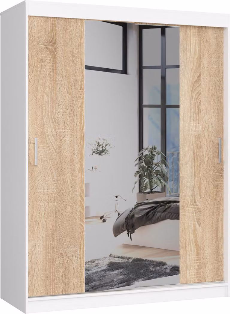 Akord Armadio Scorrevole Bianco/Rovere Sonoma 150X60X200 Cm