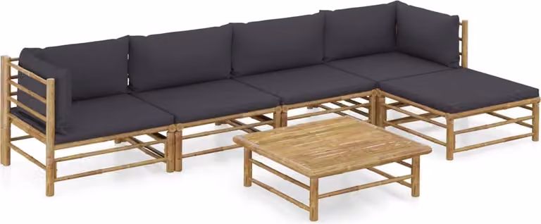 Maison Exclusive - Set da giardino da 6 pezzi con cuscini in bambù grigio scuro