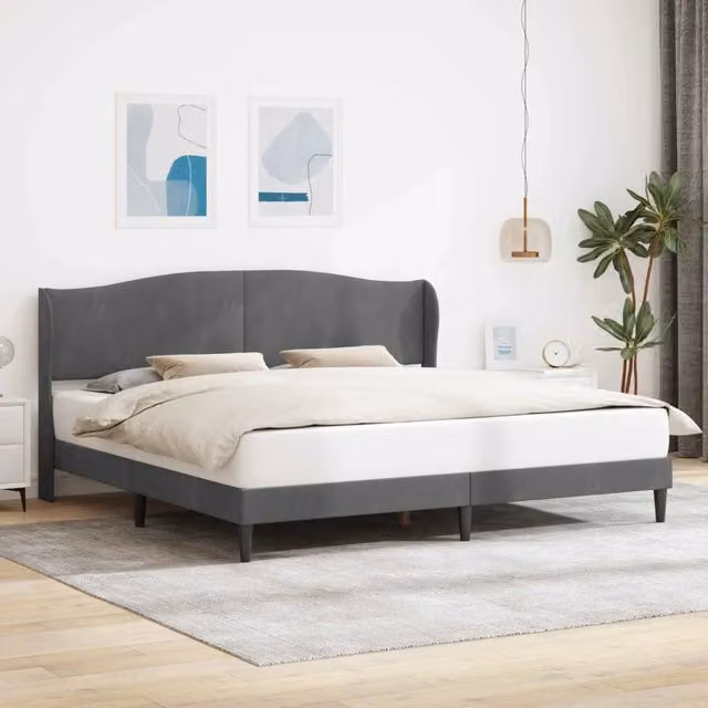 Struttura del letto-Giroletto Grigio Scuro 200 x 200 cm Velluto 485139