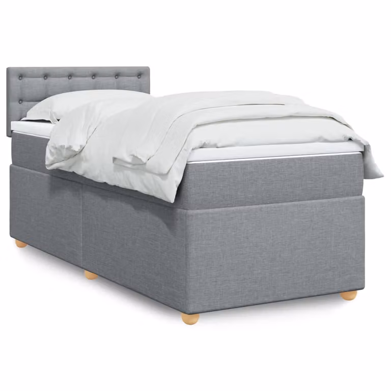 vidaXL Giroletto a molle con materasso in tessuto grigio e bianco, L/P/H: 90 x 200 cm
