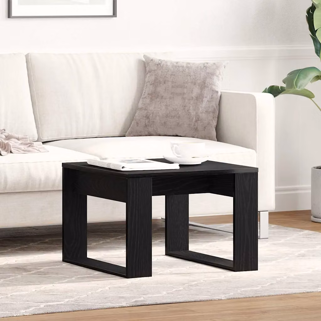 vidaXL Tavolino da salotto moderno in rovere e nero, L/P/H: 50 x 50 x 35 cm