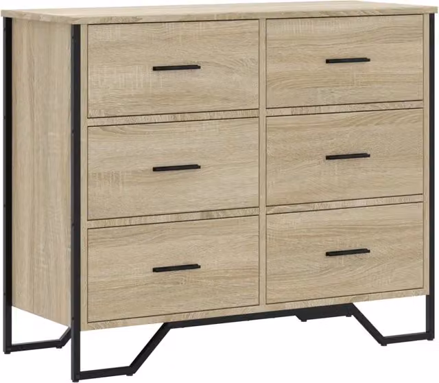 Cassettiera in Truciolato e MDF Rovere Sonoma Beige L: 91 cm, P: 35,5 cm, H: 74,5 cm CFW3267149