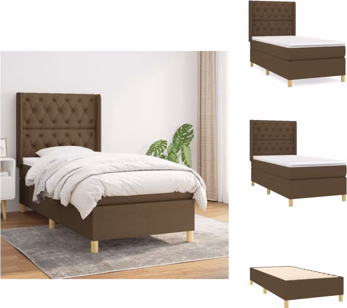 vidaXL Letto a molle con materasso marrone scuro 80x200 cm in tessuto - Letti e strutture letto