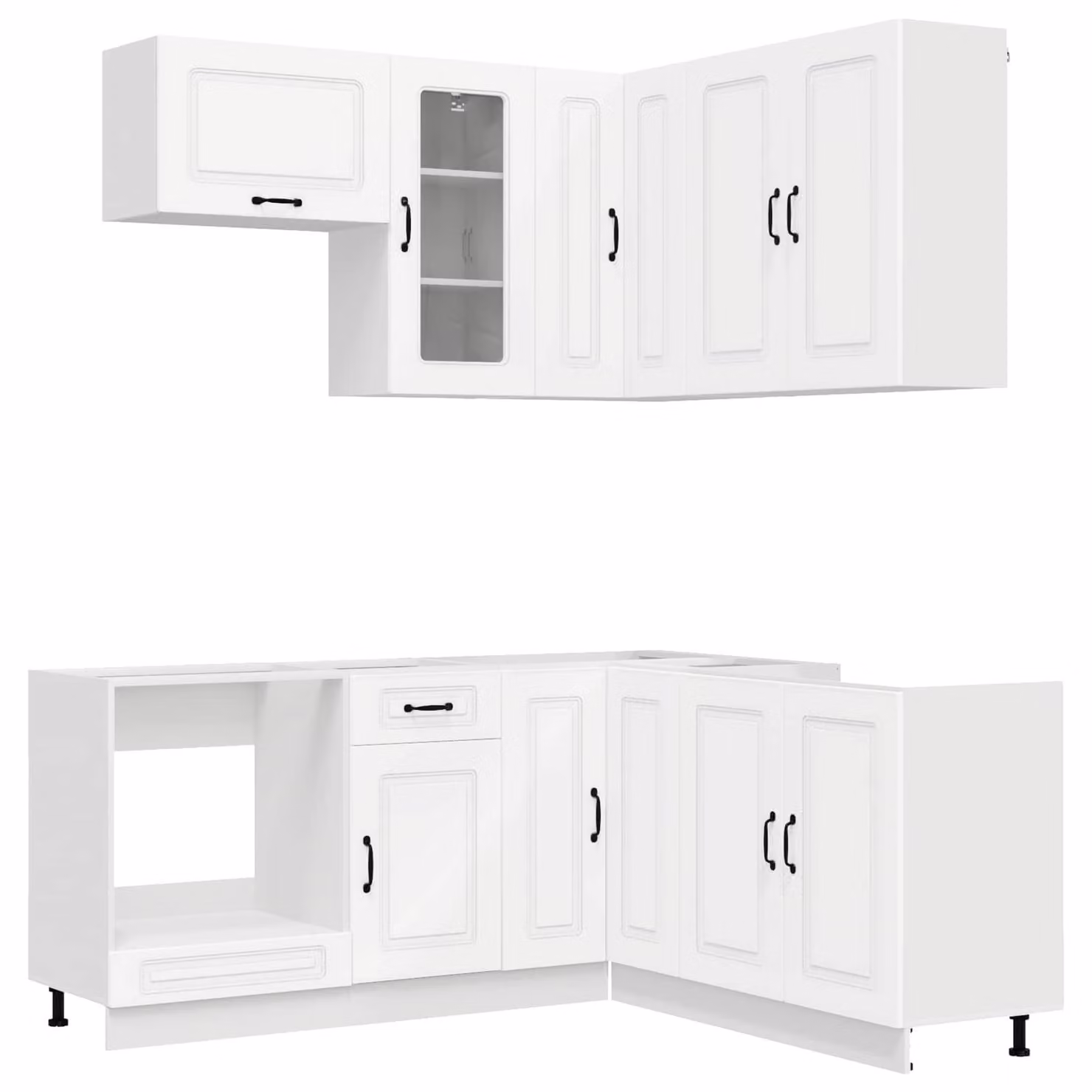 Set di mobili da cucina KALMAR, 8 pezzi, bianco, realizzato in legno composito