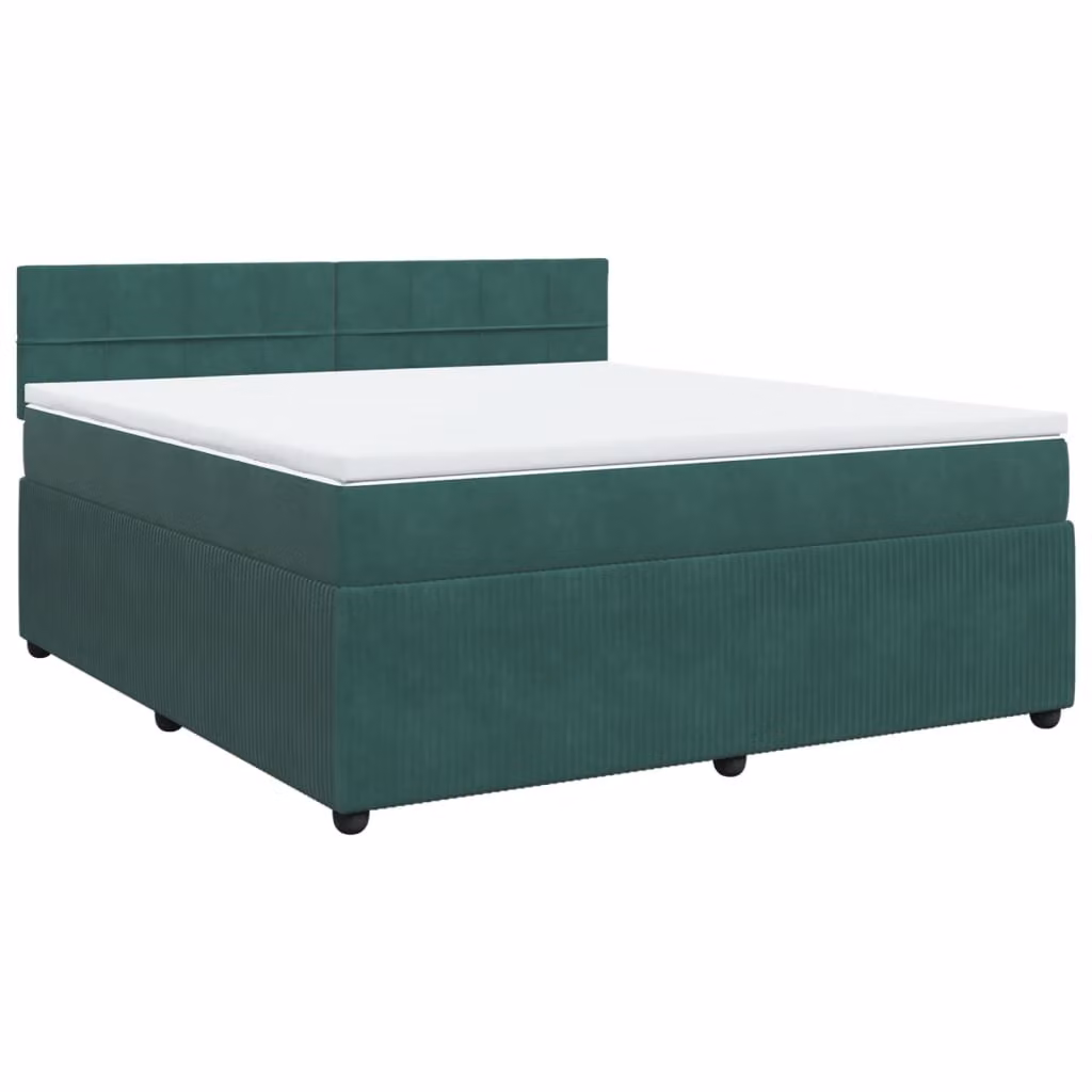 Giroletto a Molle con Materasso Verde Scuro 180x200 cm Velluto