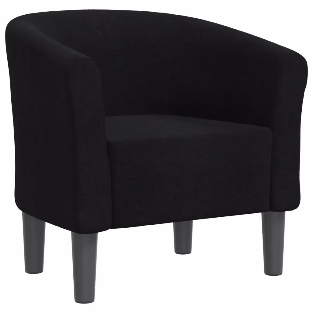 Poltrona moderna vidaXL in tessuto nero con braccioli e struttura in legno e plastica – 2