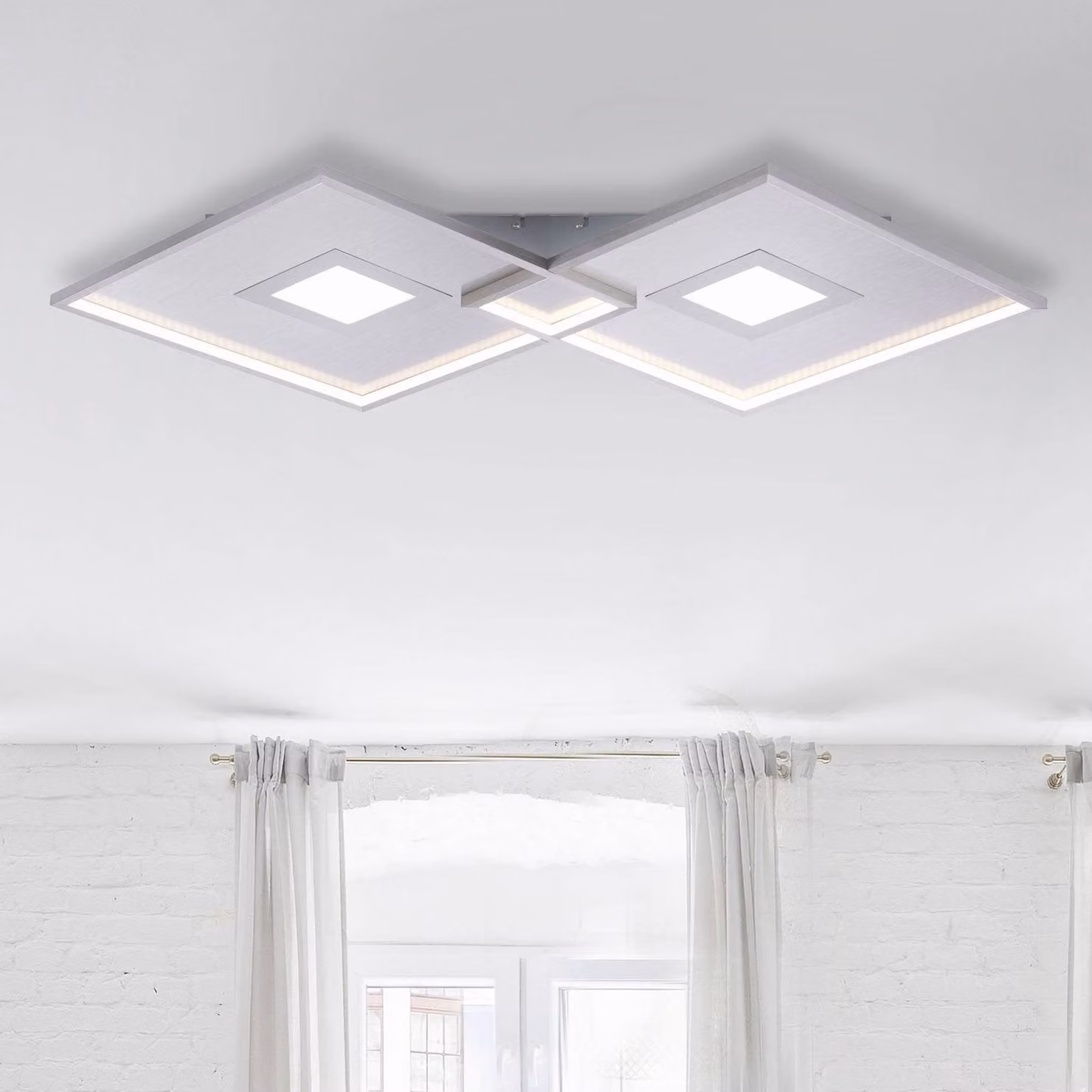 Paul Neuhaus Plafoniera a LED Amara, dimmerabile, Alluminio / Grigio / Zincato, Soggiorno / Sala da pranzo, Alluminio, Moderno, Plafoniera LED