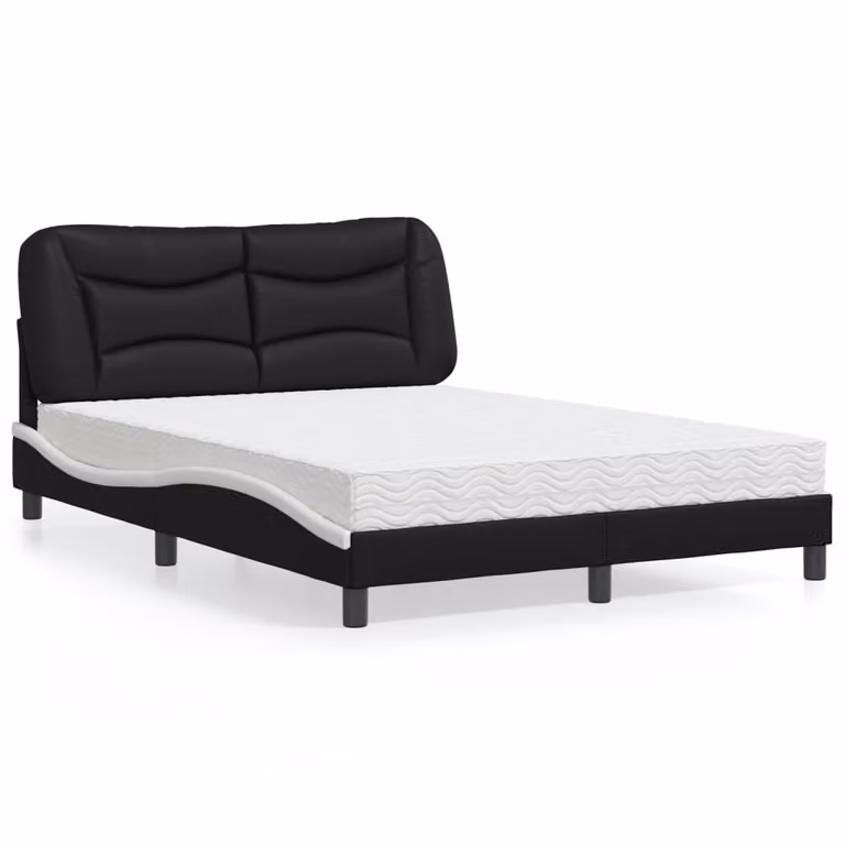 Letto con Materasso Hvar vidaXL in Similpelle Nero e Bianco L/P/H: 120 x 200 cm