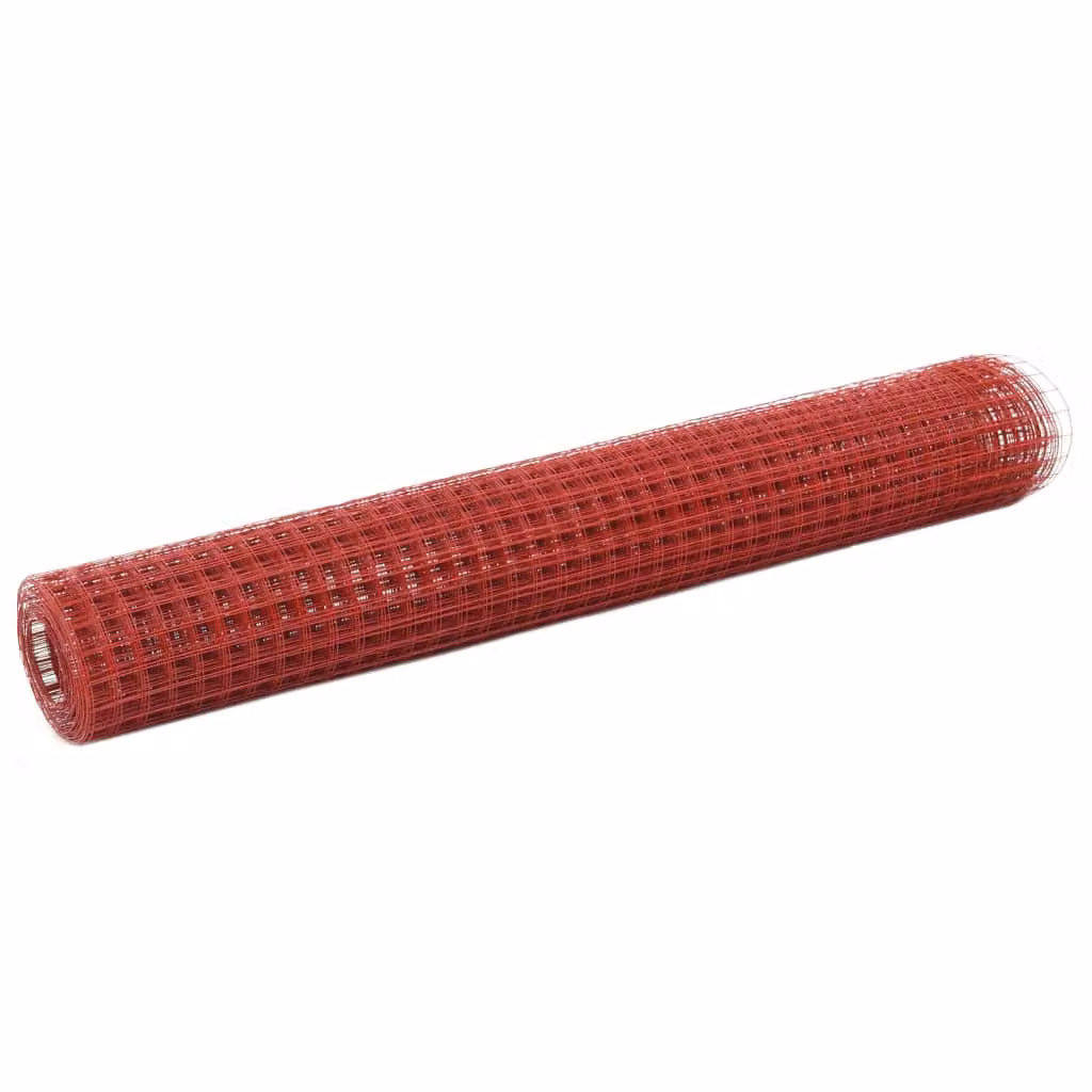 vidaXL Recinzione in filo d'acciaio con rivestimento in PVC 25x1 m rosso