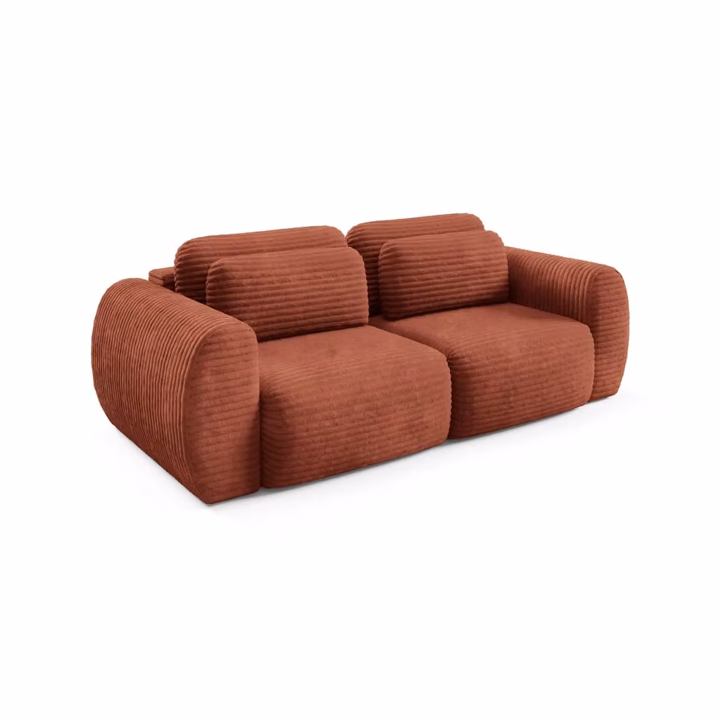 Divano Letto 2 Posti con Contenitore Golgi DMORA Rosso, L: 266 cm, P: 121 cm – 2