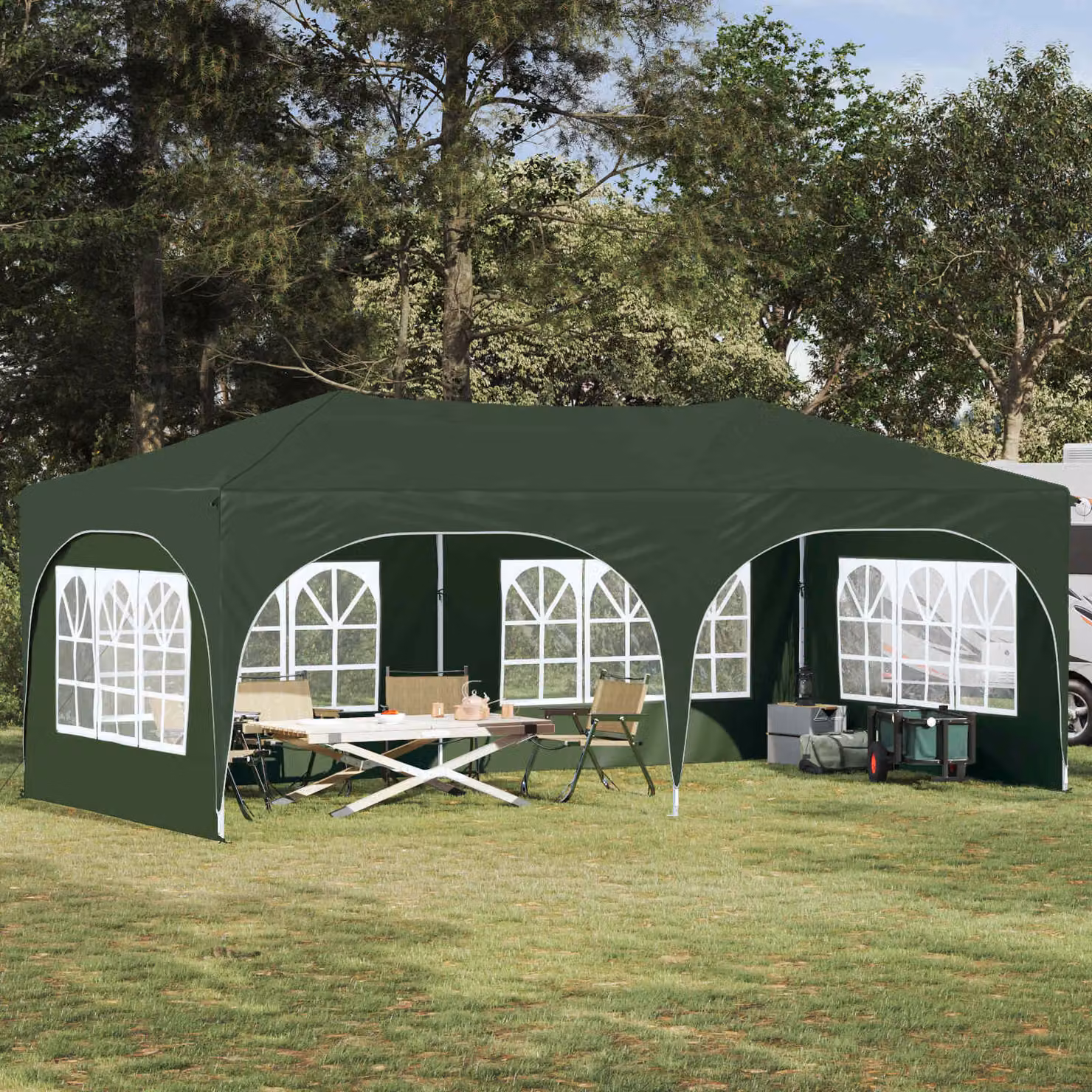 vidaXL Tenda per feste a pop-up Verde L: 575 cm, P: 288 cm, H: 245 cm