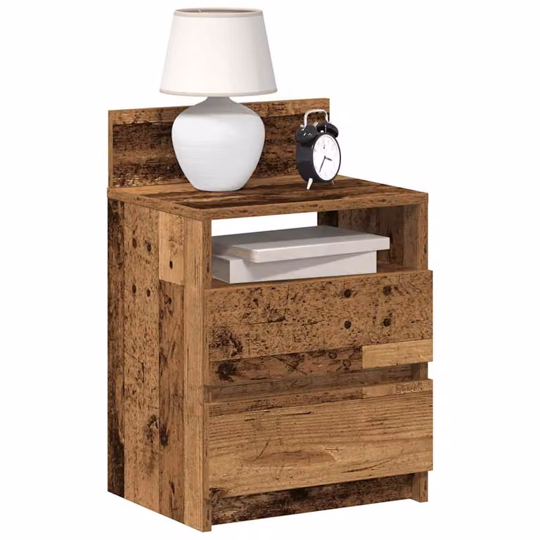 Set di 2 comodini vidaXL in legno color marrone antico con 2 cassetti L/P/H: 40 x 33 x 60 cm