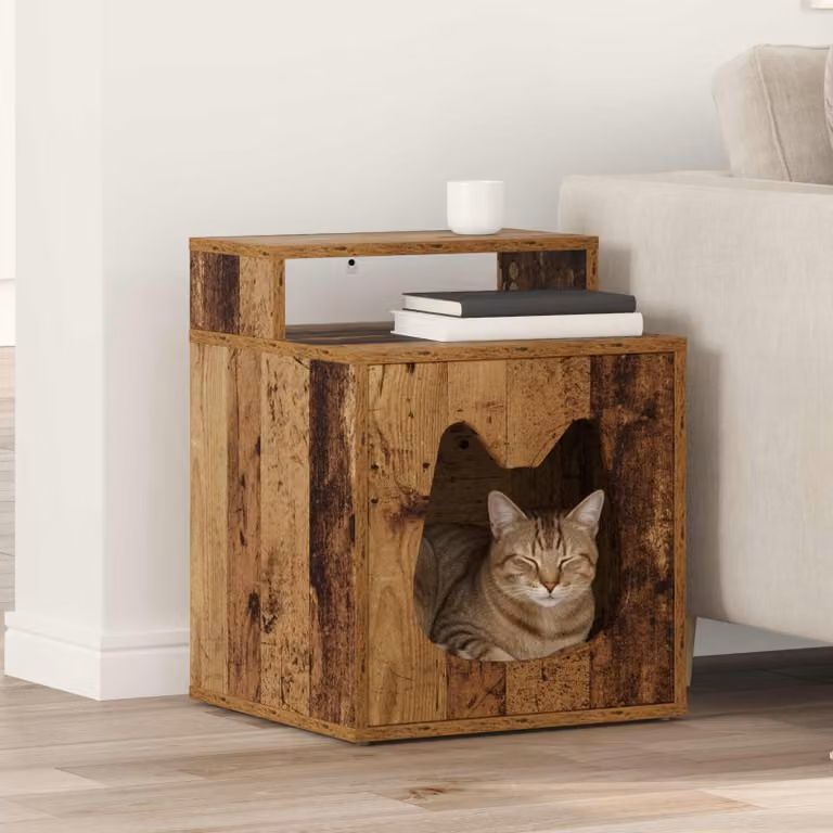 Casa per gatti vidaXL in legno color marrone, L 42,5 cm x P 40 cm x H 53,5 cm
