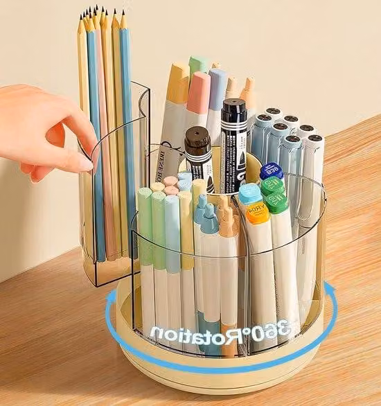 Portapenne girevole a 360° arancione - Organizer da scrivania