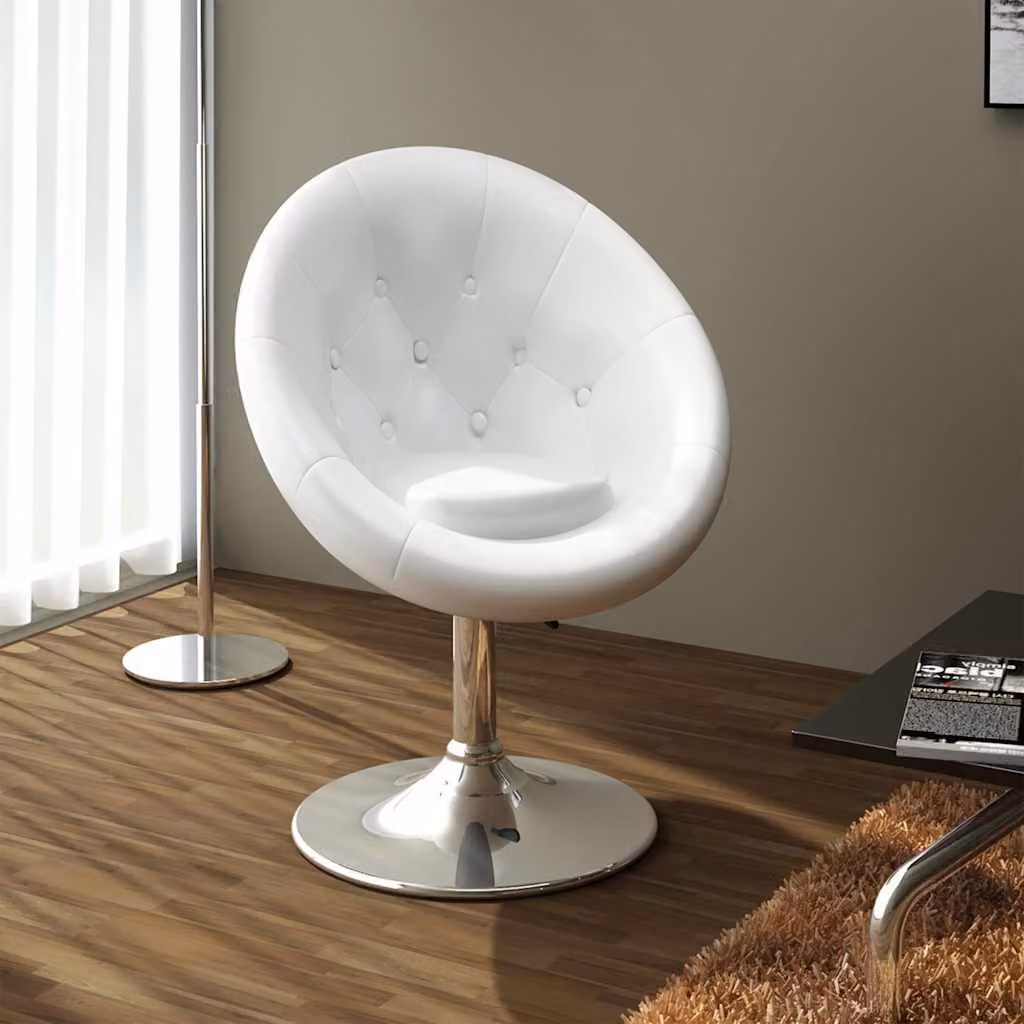 Sgabello da bar vidaXL in similpelle bianco con struttura in metallo e plastica per cucina e soggiorno