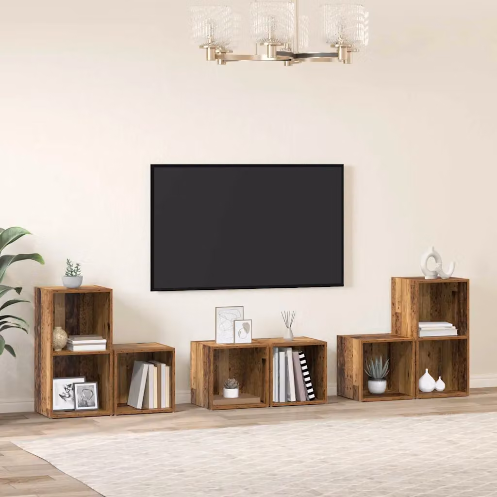 Set mobile TV moderno vidaXL in legno marrone, 6 pezzi – 1