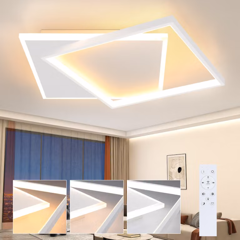 ZMH LED Plafoniera Dimmerabile Lampada da soffitto bianca Soggiorno con telecomando 42W Lampada quadrata per camera da letto Ufficio Cucina Sala da pranzo