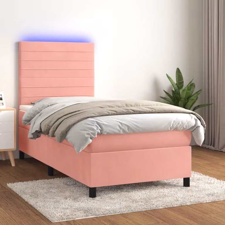 Maison Exclusive - Letto a Molle con Materasso e LED Rosa 80x200 cm in Velluto