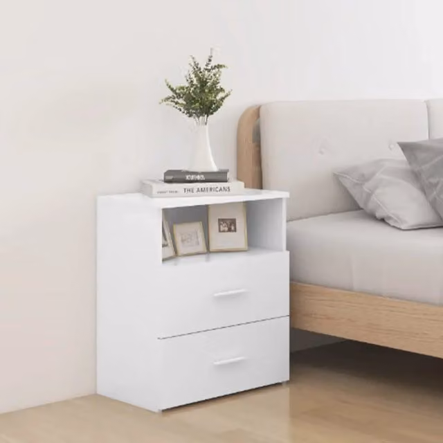 Set di 2 comodini bianchi moderni vidaXL da appendere al muro L/P/H: 50 x 32 x 60 cm