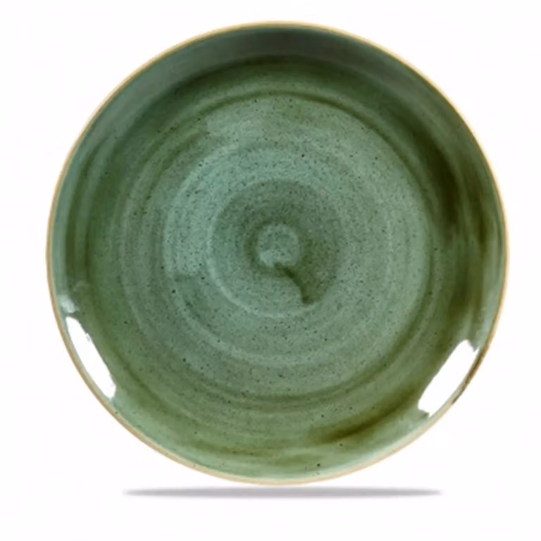 Piatto piano in porcellana verde stone, diam. 29cm, 12 pezzi