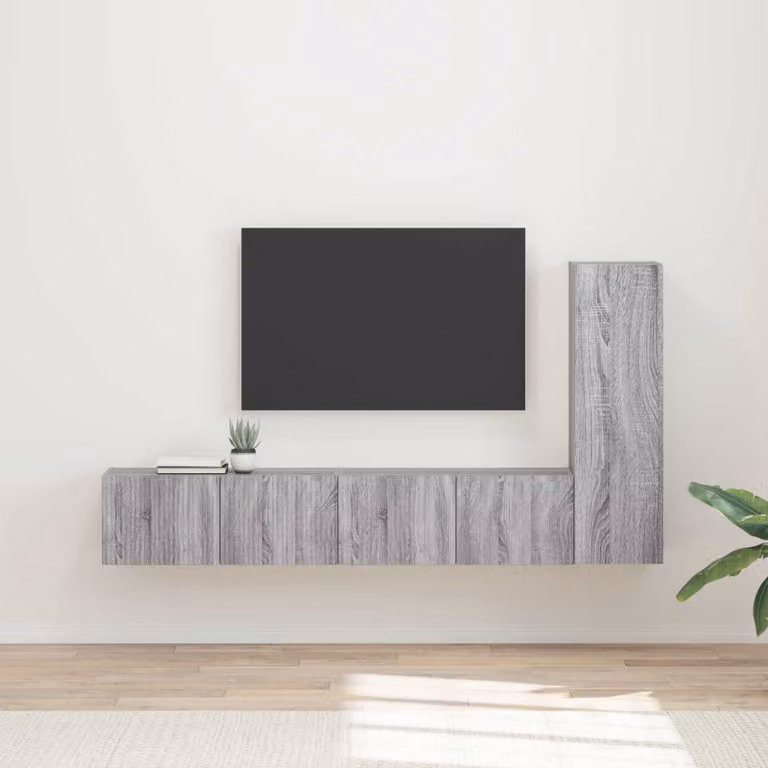 Set mobile TV moderno vidaXL in 3 pezzi Grigio, L: 100,0 cm, P: 35,72 cm, H: 78,5 cm