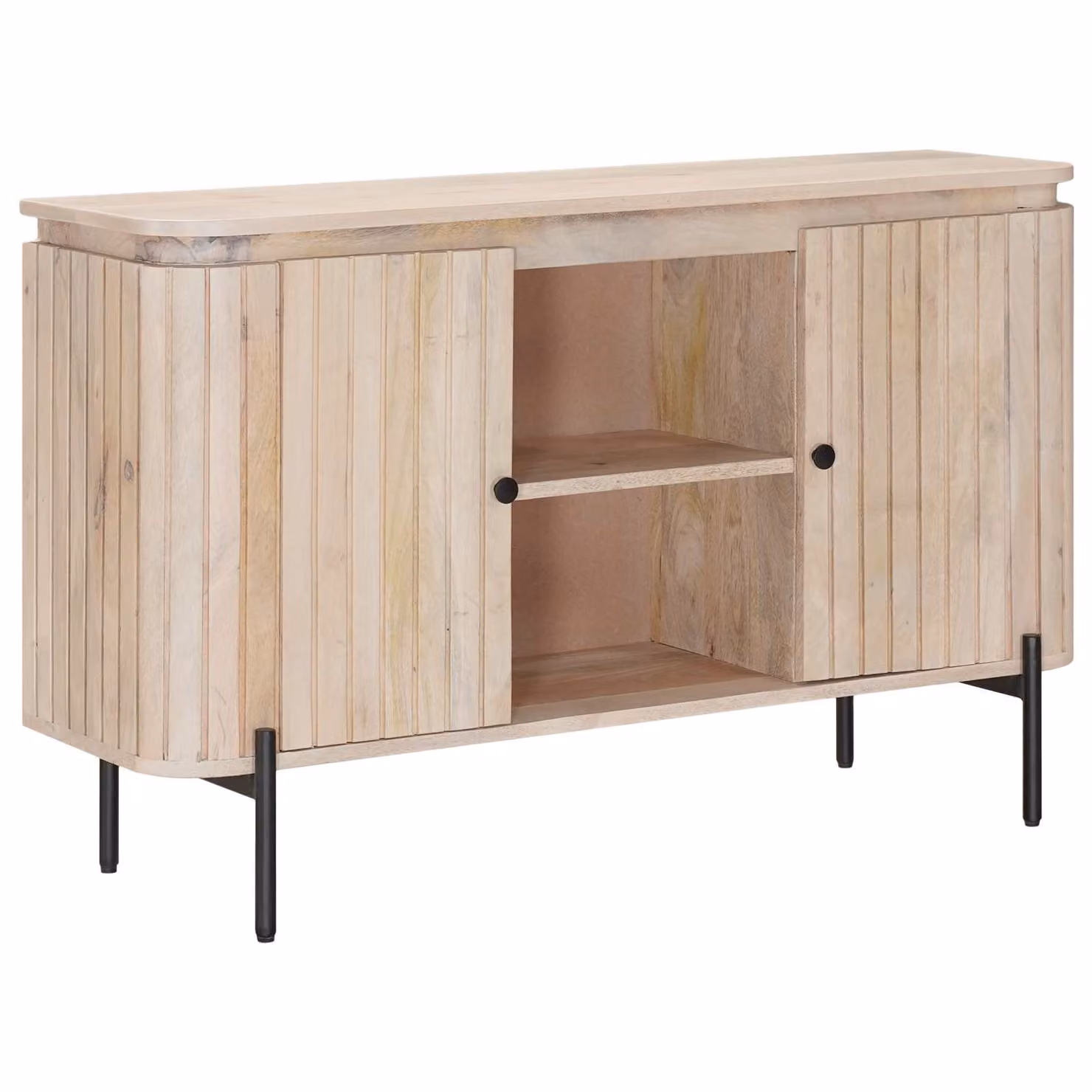 Credenza moderna in legno di mango vidaXL, colore marrone e beige, L 105 x P 30 x H 65 cm