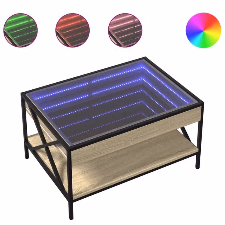 Tavolino da Salotto con LED Infinity Rovere Sonoma 70x50x38 cm