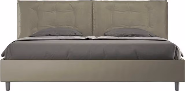 Letto Matrimoniale King Size Annalisa con Contenitore e Testata Imbottita in Similpelle L/P: 200 x 200 cm