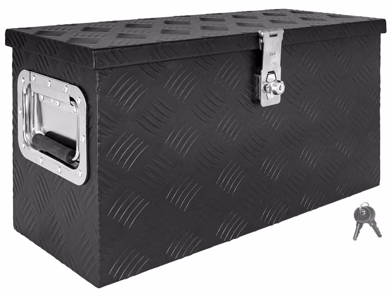 Scatola per Strumento Nero Cassetta degli attrezzi Cassone per camion Scatola di Alluminio Cassone per rimorchio con coperchio Chiudibile a chiave D040 trucky