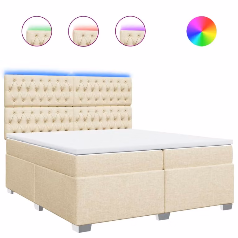 Giroletto a Molle con Materasso Crema 200x200 cm in Tessuto