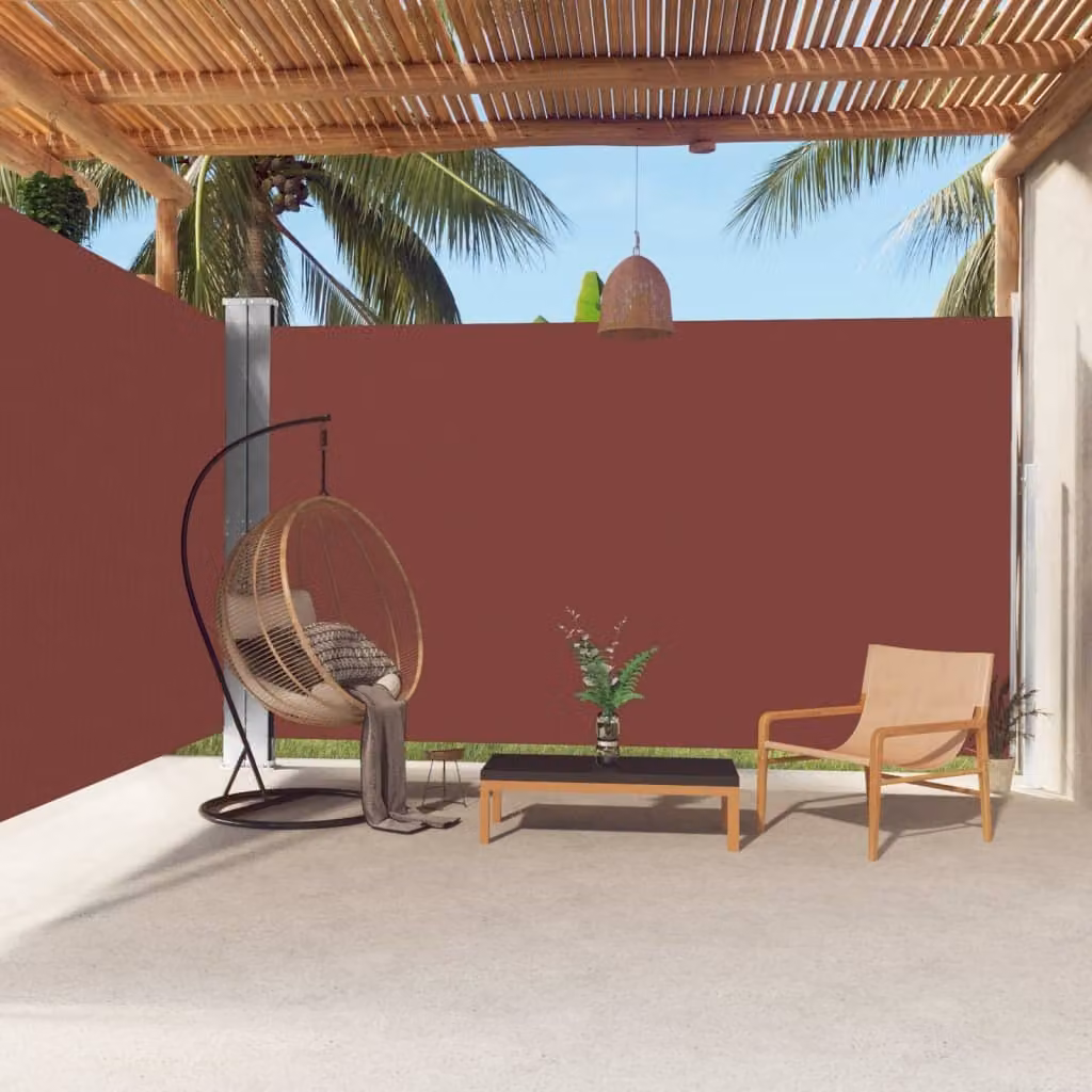 The Living Store Tenda laterale estensibile marrone 220x600 cm