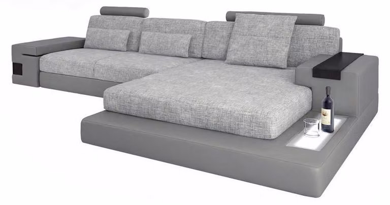 Design Ecksofa Leder L-Form Modern Style Couch Polstermöbel Wohnzimmer