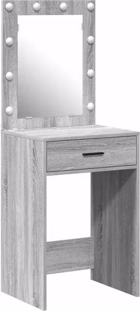 Toeletta con cassetto e specchio LED Design In, Tavolo da Trucco moderno in MDF Grigio, L: 50 cm, P: 41 cm, H: 135 cm – 1