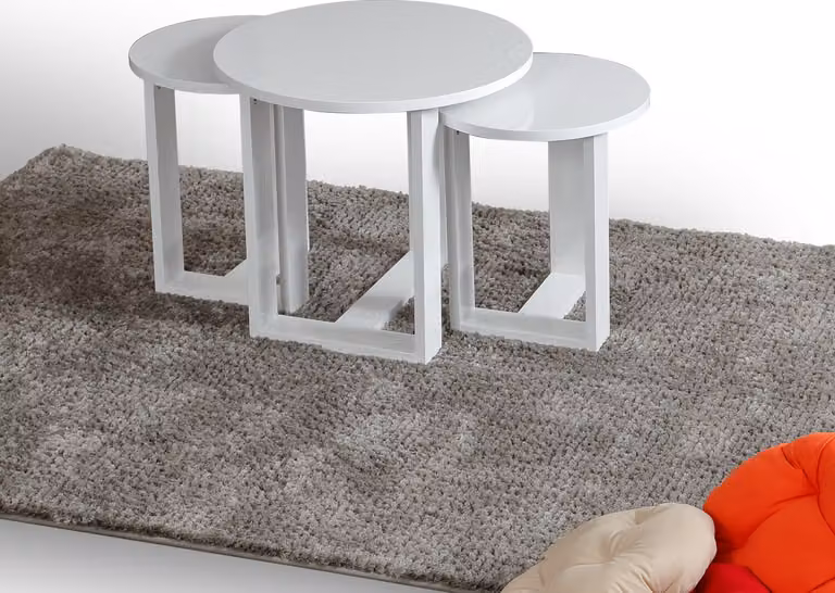 Skye Decor, Mira - White, Set di tavolini (3 pezzi), Bianco, 100% PANNELLI DI PARTICELLE RIVESTITI IN MELAMMINA, 52 x 52 x 47 cm