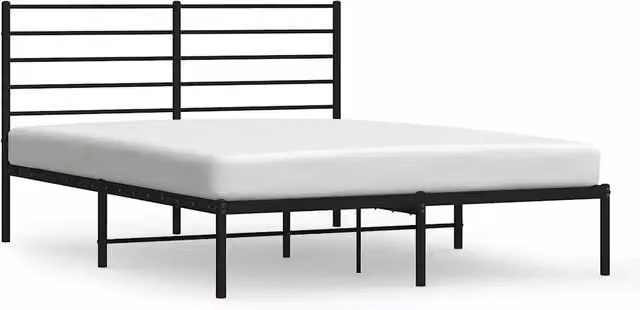 Letto matrimoniale con testiera in metallo nero design classico L: 142 cm, P: 190 cm